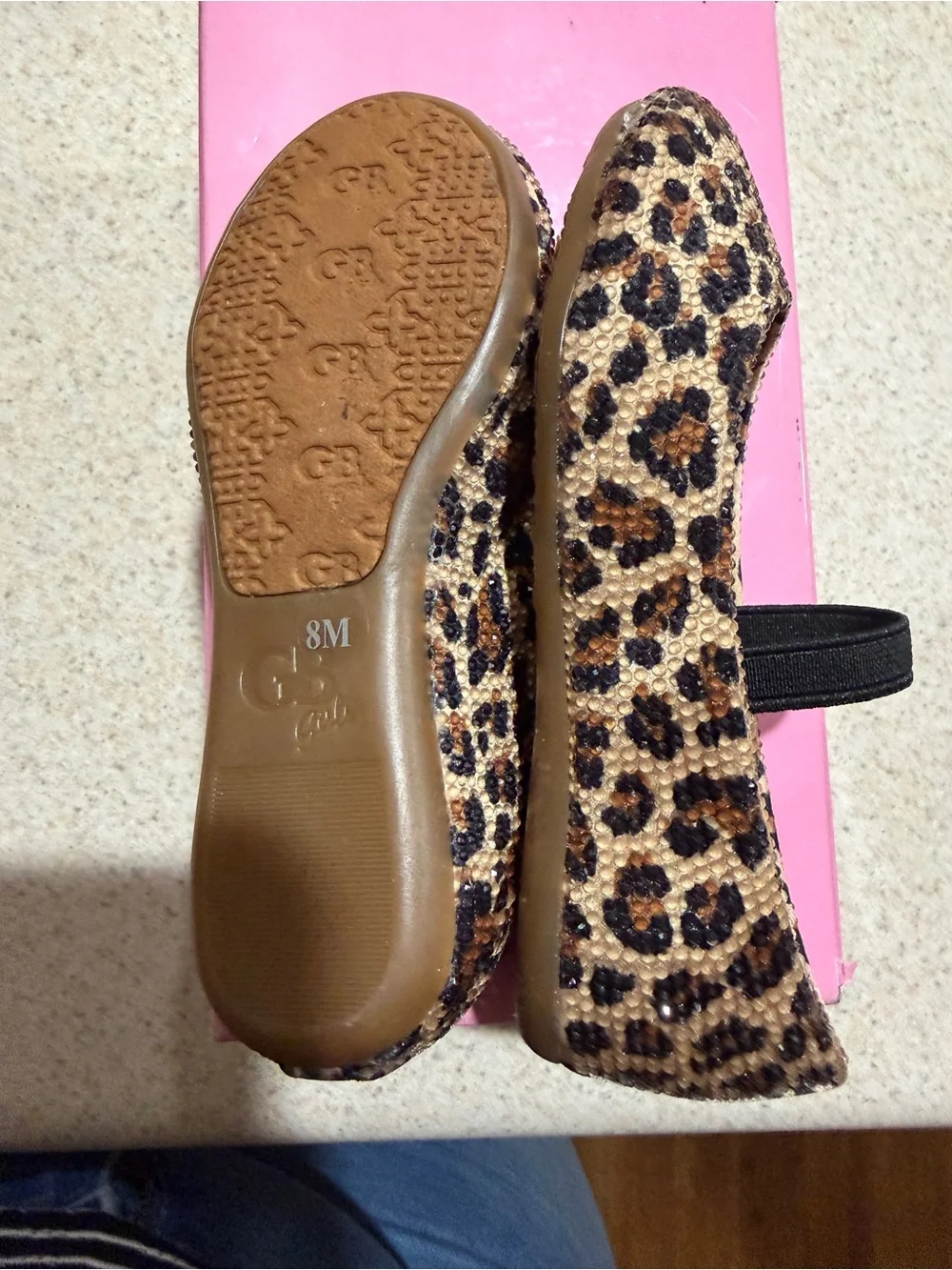 GB girls Leopard-Print Ballet Flats in Tan and Black